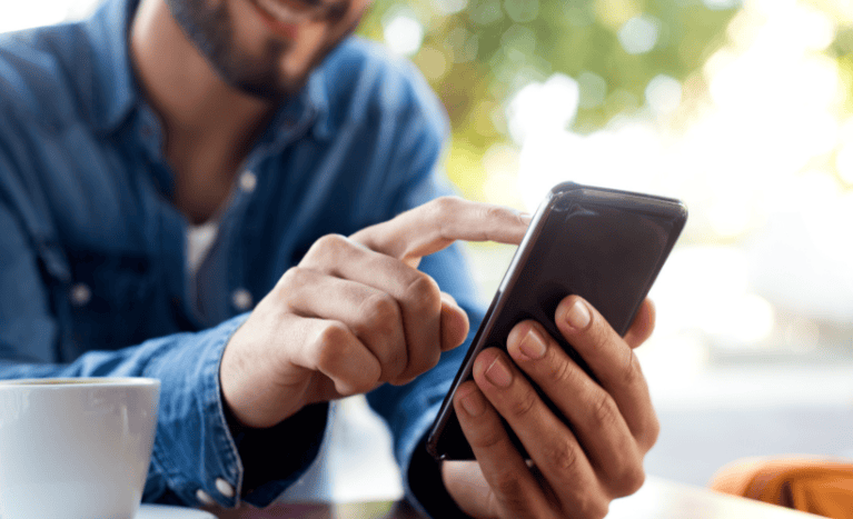 man is messaging
